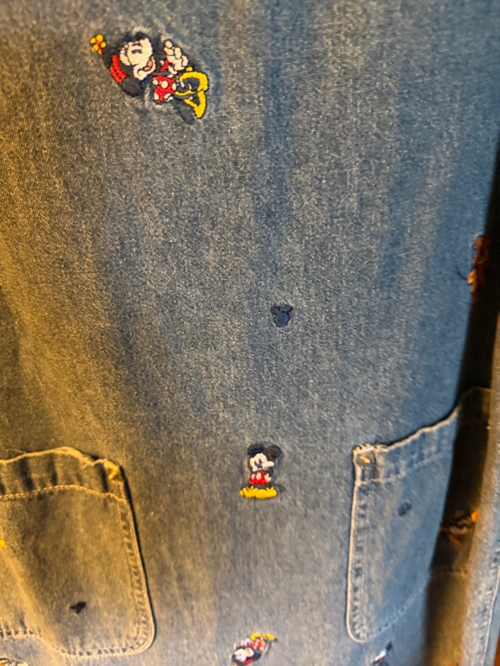 Disney Blue Denim Embroidered Character Pinafore Dress - Picture 3 of 5